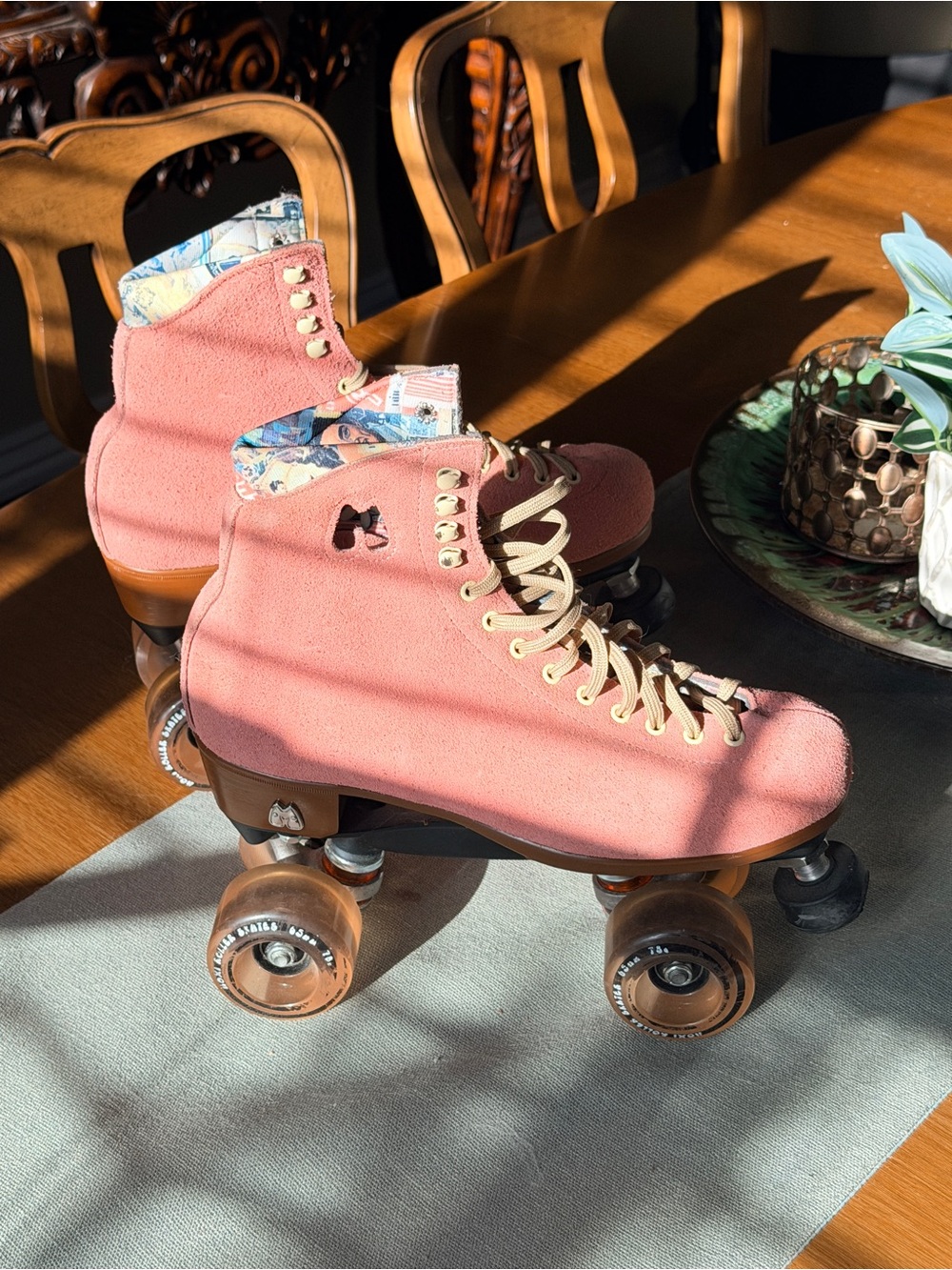 Moxi Lolly Pink Suede Roller Skates